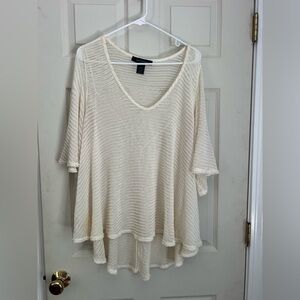 Ashley Stewart Ivory Knit V-neck flowy swim coverup 18/20